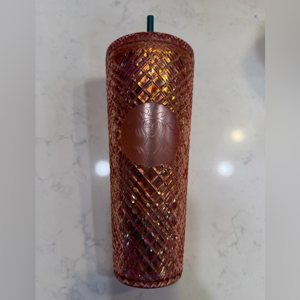 Starbucks Rose Gold Iridescent Studded Cold Cup 24oz – Limited Edition